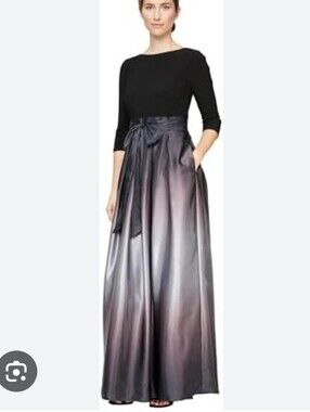 SLNY Black Satin Dress Top